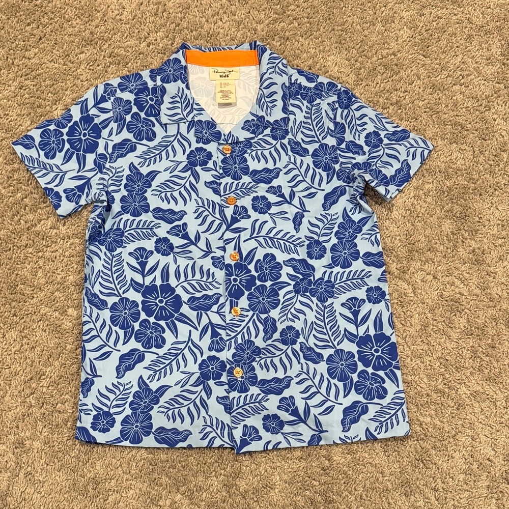 Tropical Blue Floral Men's Casual Shirt